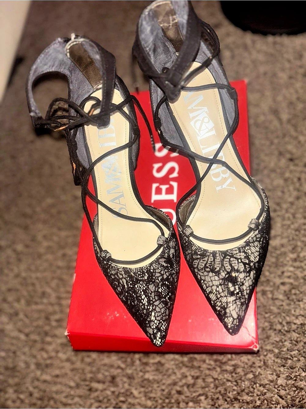Sam & Libby Black Lace‑Up Heels